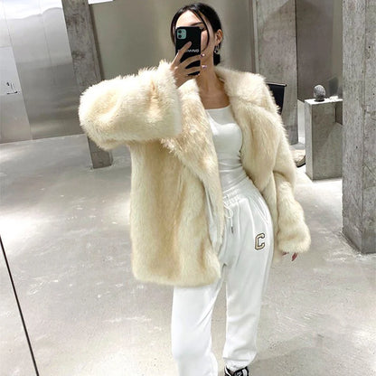 Faux Fur Coat Jacket Winter Loose Oversized Long Fluffy Overcoat Outerwear