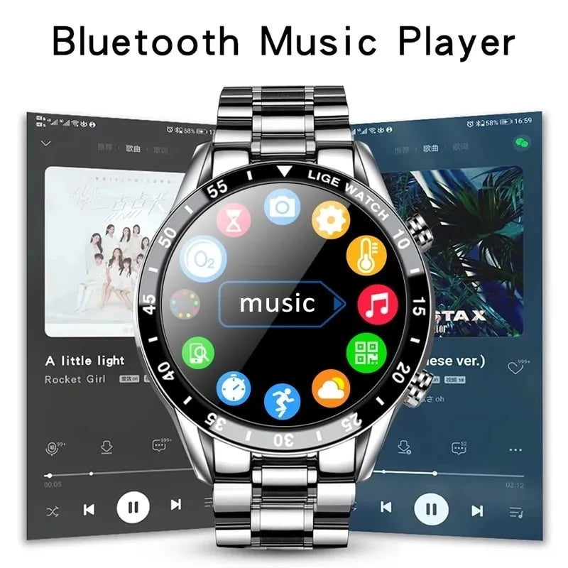 Smart Watch Men Full Circle Touch Screen Bluetooth Call Men Smartwatch