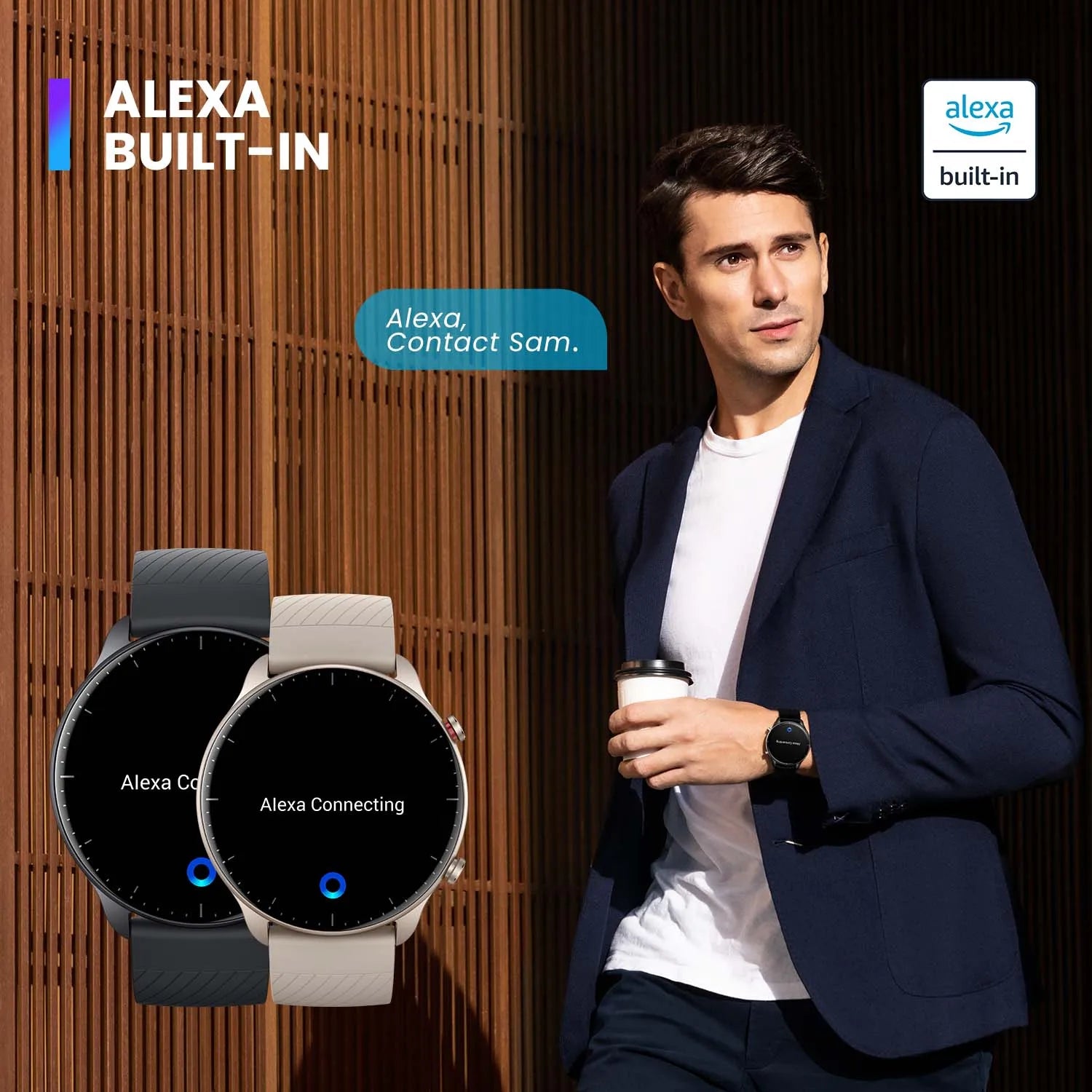 Smartwatch Alexa Built-in Curved Bezel-less Design Ultra-long Battery Life Smart Watch