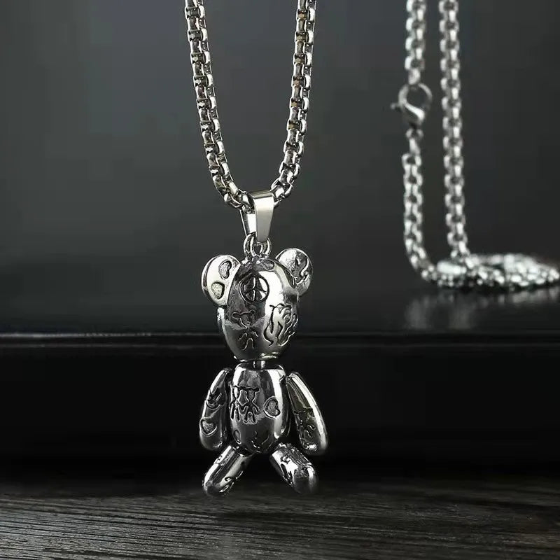 Hip Hop Pendant Sweater Chain Hoodie Violence Bear Necklace for men