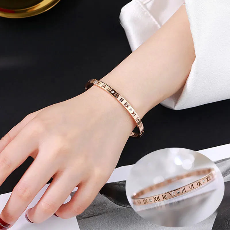 Stainless Steel Roman Numerals Bracelet For Women