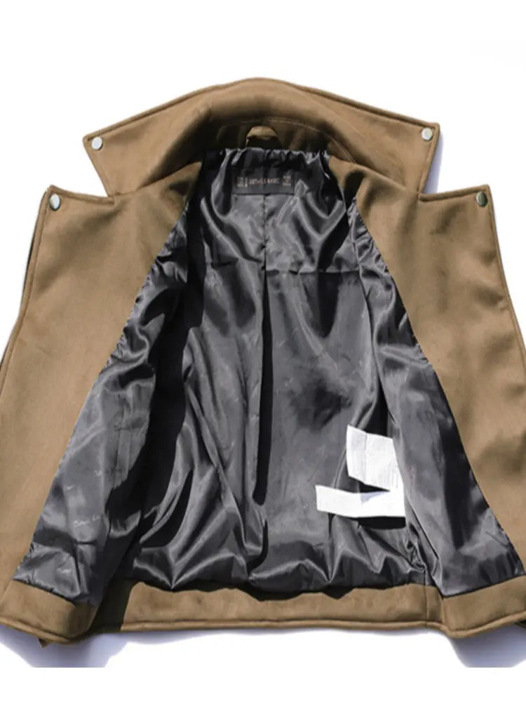 Thick Fake Suede Faux Leather Jackets Sashes Lady Matte Coats Biker Zipper Pocket Streetwear