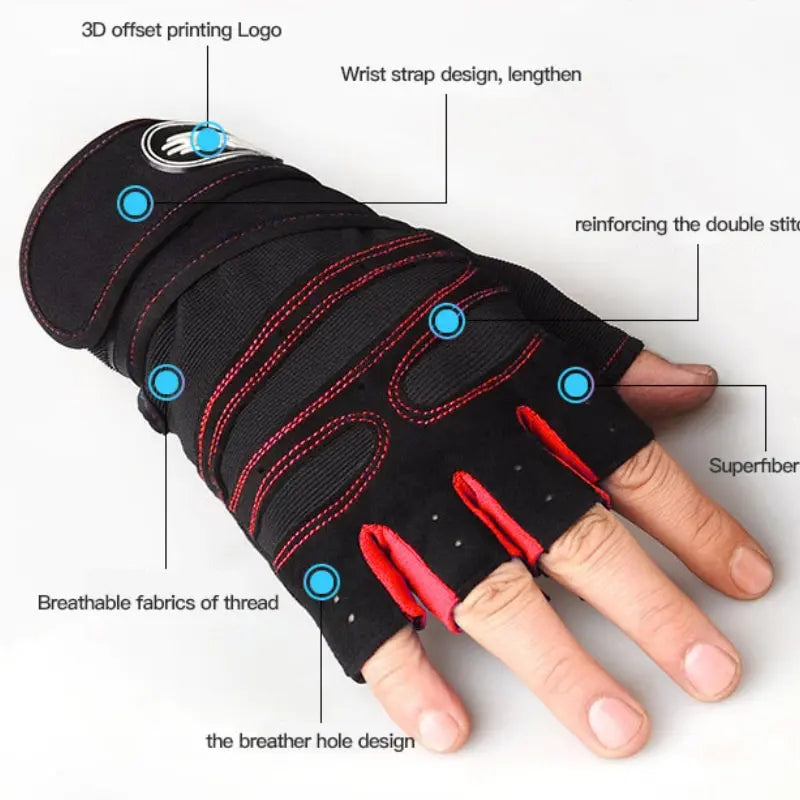 Fitness Half Finger Gloves Men And Women Wrist Guard Sports Dumbbell Riding Non Slip