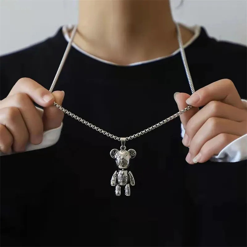 Hip Hop Pendant Sweater Chain Hoodie Violence Bear Necklace for men