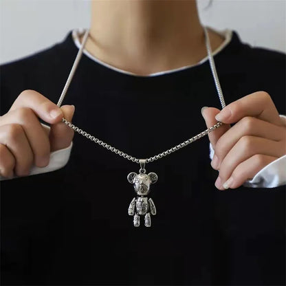 Hip Hop Pendant Sweater Chain Hoodie Violence Bear Necklace for men