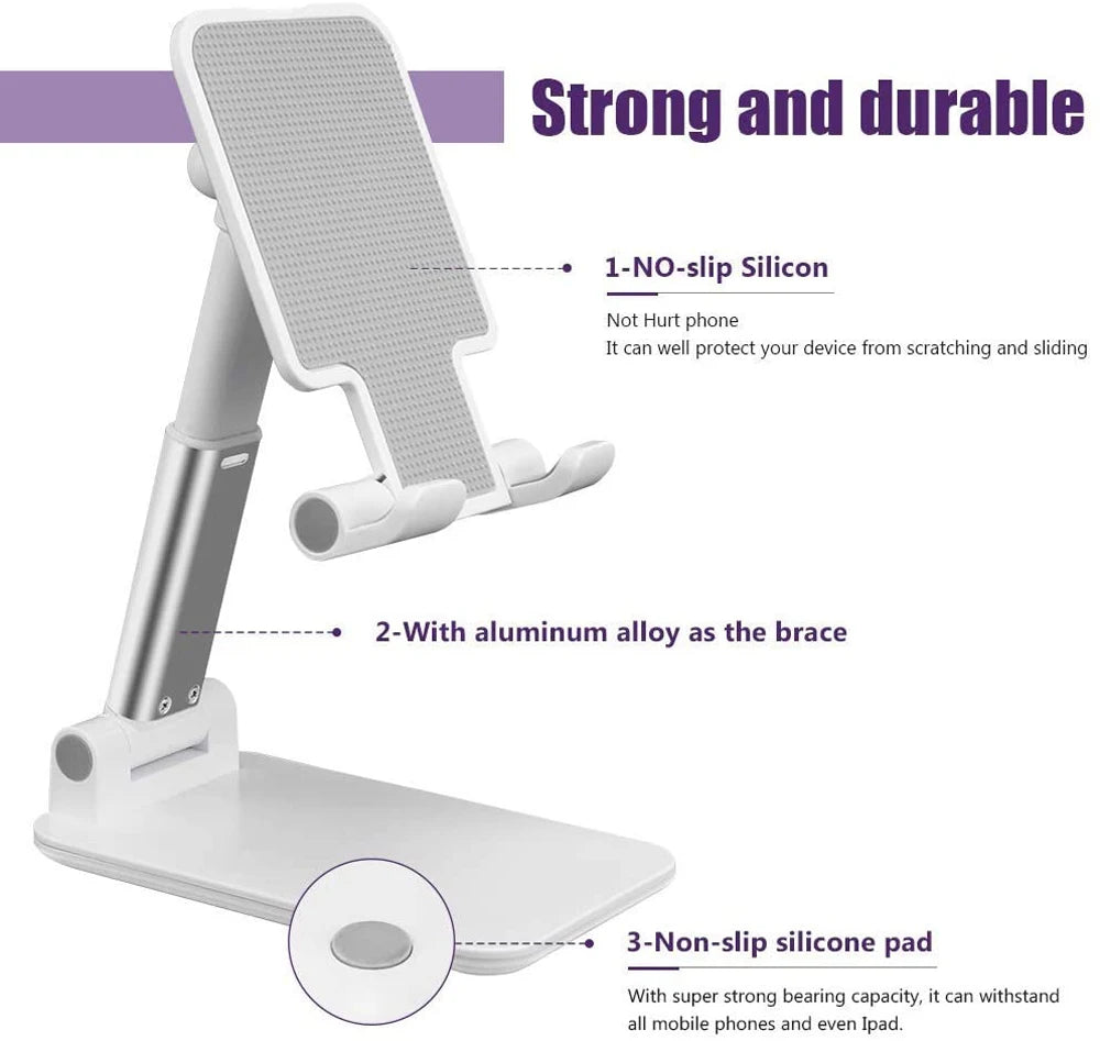 Desk Mobile Phone Holder Stand For Metal Desktop Tablet Holder Table Cell Foldable Extend Support