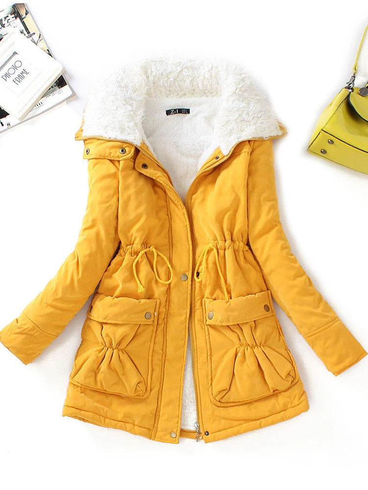 Cotton Coat Women Slim Snow Outwear Medium-long Wadded Jacket Thick Cotton Padded Warm Cotton