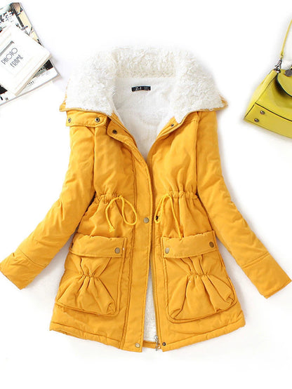 Cotton Coat Women Slim Snow Outwear Medium-long Wadded Jacket Thick Cotton Padded Warm Cotton