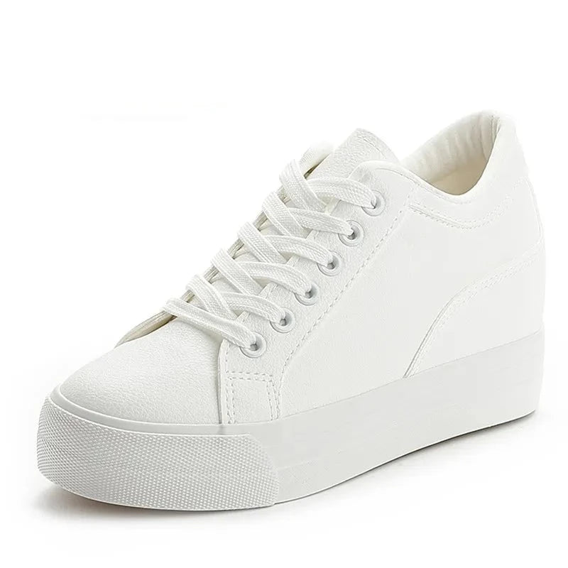 Breathable Sneakers increased Platform Shoes Casual Footwear Leisure Leather White Shoes