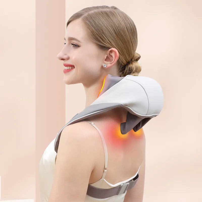 Neck and Back Massager with Soothing Heat  Wireless Electric Deep Tissue