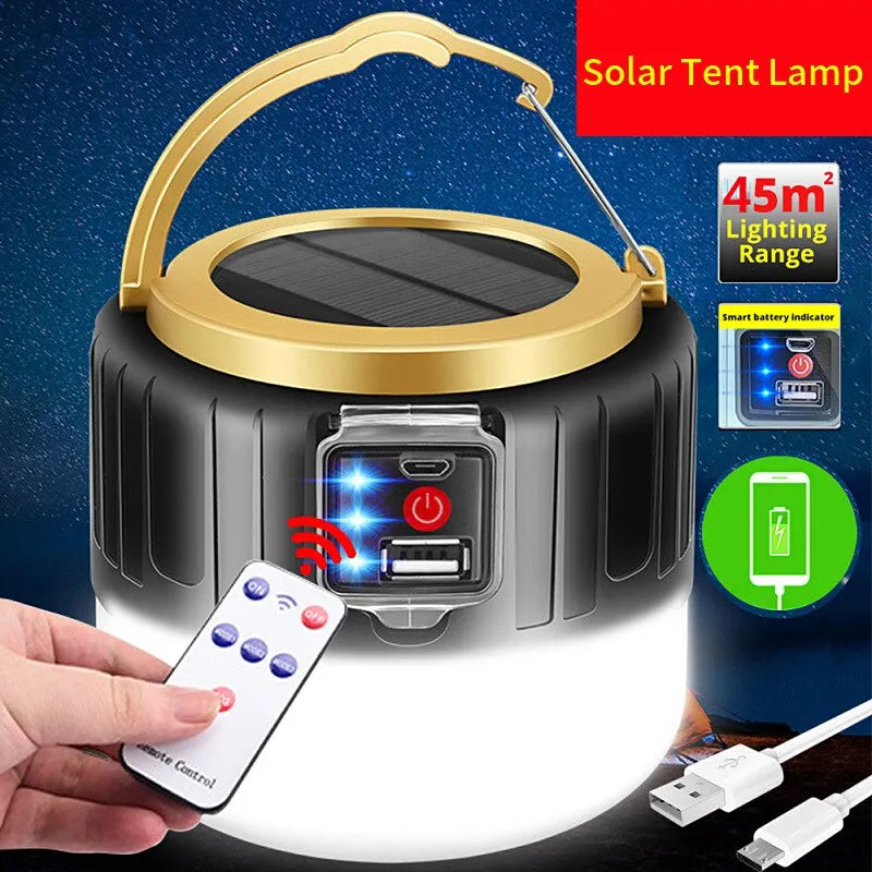 Outdoor Solar LED Camping Lights USB Rechargeable Tent Portable Lanterns Emergency Lights