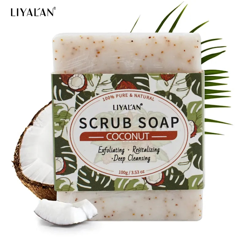 Coconut Oil Scrub Soap Exfoliating Skin Whitening Shrink Pores Anti Acne