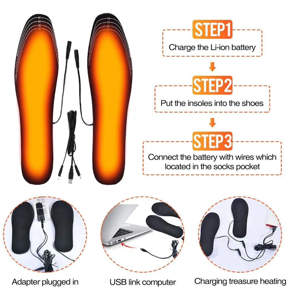 USB Heated Shoe Insoles Electric Foot Warming Pad Feet Warmer Sock Pad Mat