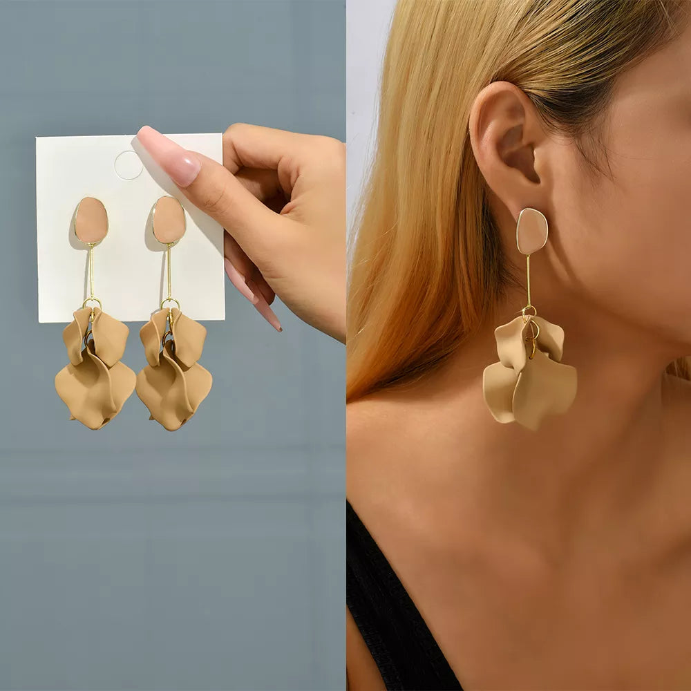 Acrylic Petal Long Dangle Drop Earrings For Women