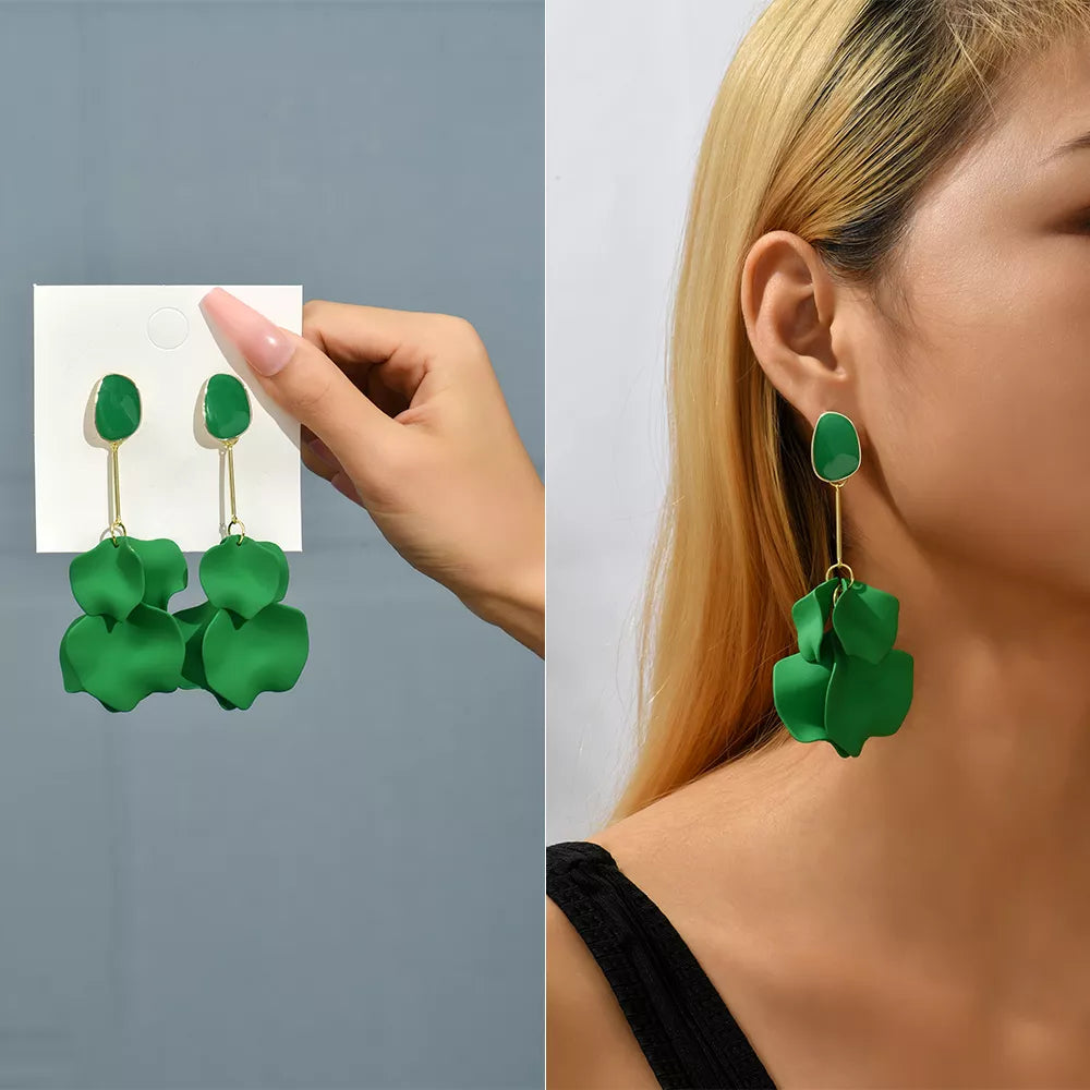 Acrylic Petal Long Dangle Drop Earrings For Women