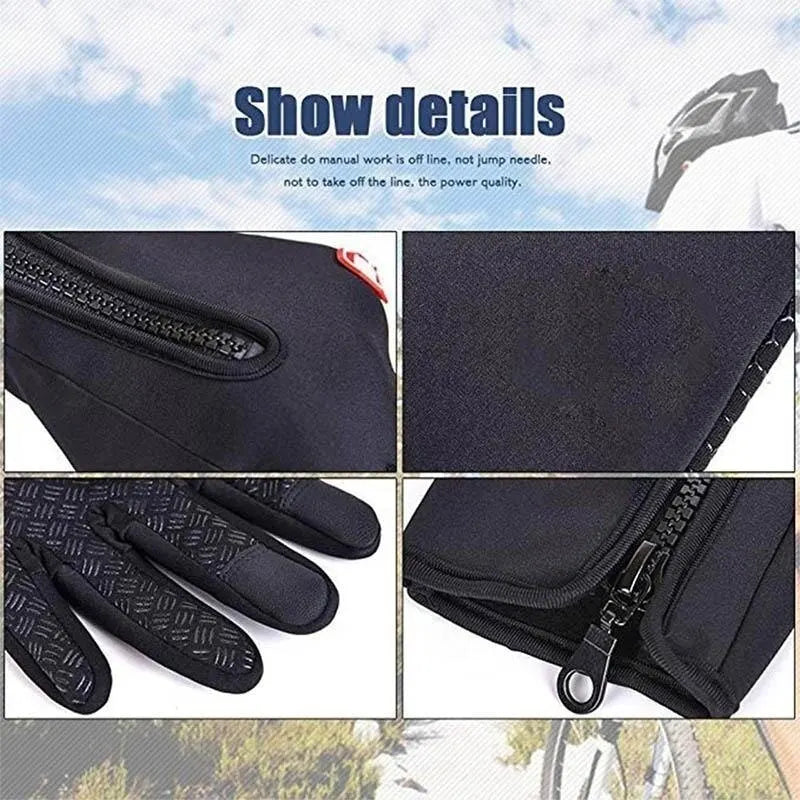 Waterproof Windproof Snowboard Motorcycle Riding Driving Warm Touchscreen Zipper Glove