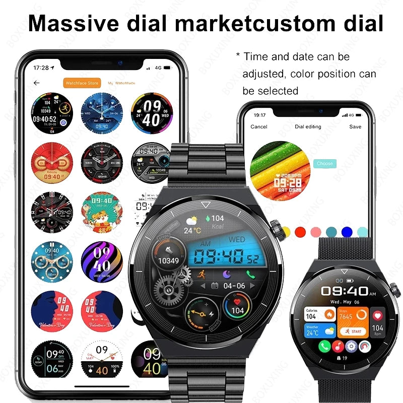 Smart Watch Men AMOLED 390*390 HD Screen Heart Rate Bluetooth Call Waterproof