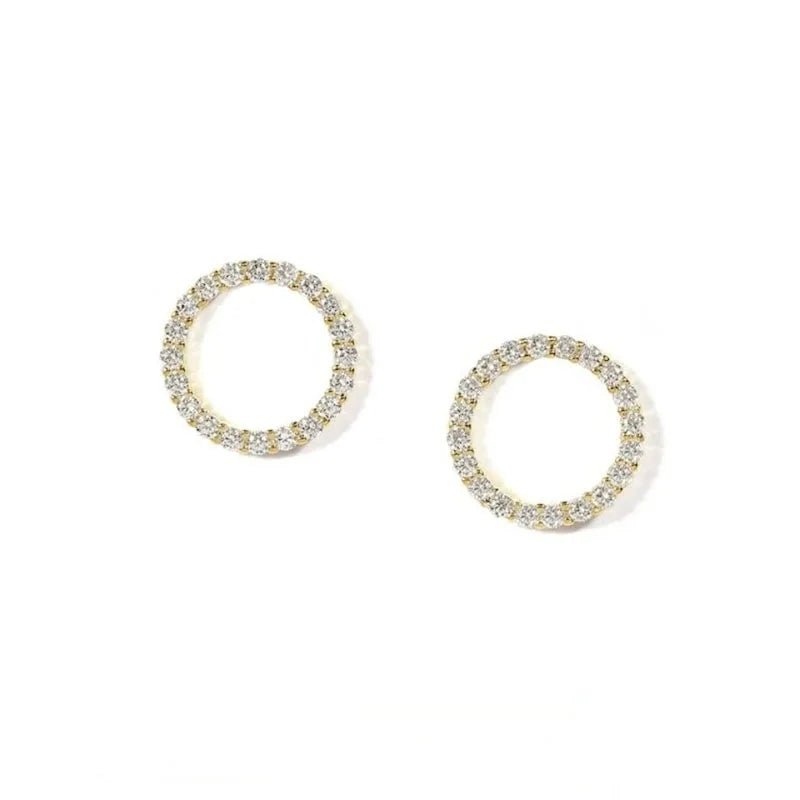 Delicate Small Circle Stud Gold Color Earrings for Women