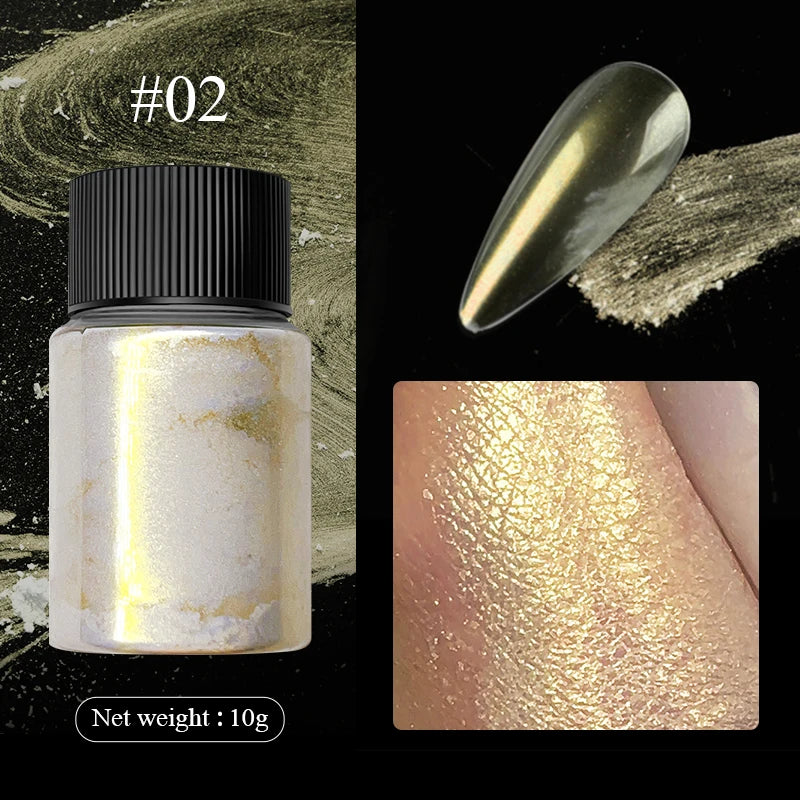 Metal Effect Nail Glitter Gold Nail Art UV Gel Polish Chrome Flakes Dust