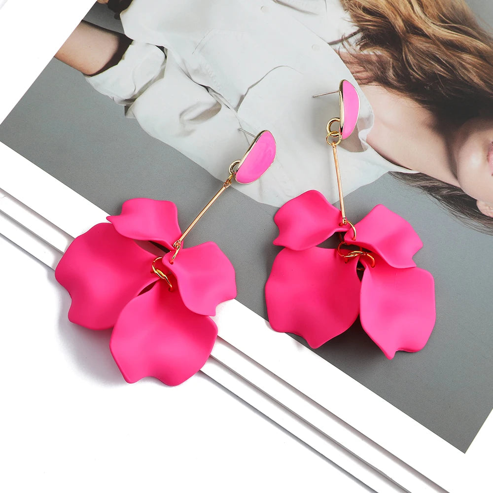 Acrylic Petal Long Dangle Drop Earrings For Women