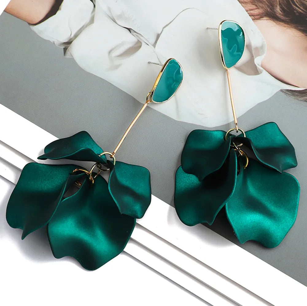 Acrylic Petal Long Dangle Drop Earrings For Women