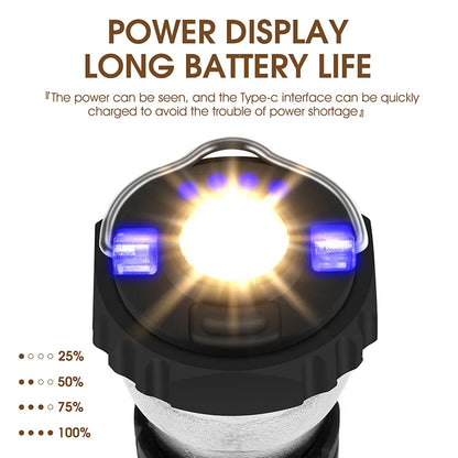 Portable Camping Light with Magnetic USB Rechargeable Camping Lantern Outdoor Led Flashlight