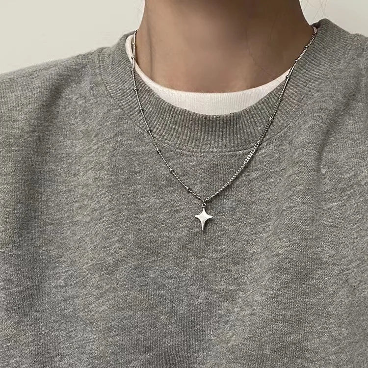 Star Hollow Choker Necklace Pendant Neck for Women Men&