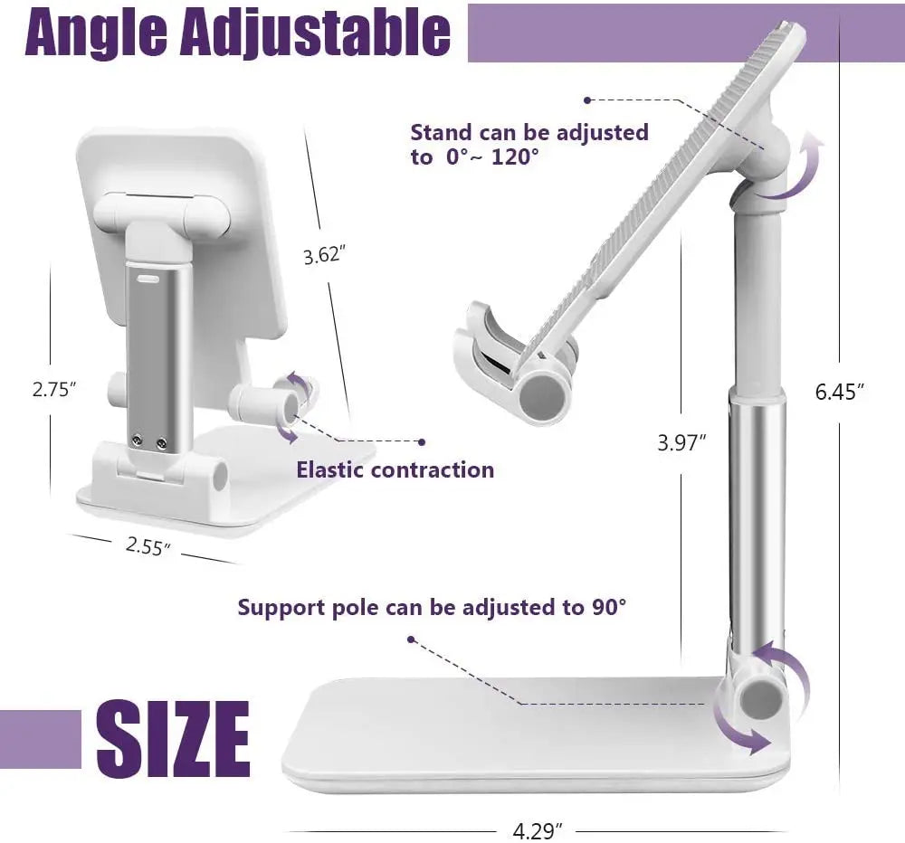 Desk Mobile Phone Holder Stand For Metal Desktop Tablet Holder Table Cell Foldable Extend Support